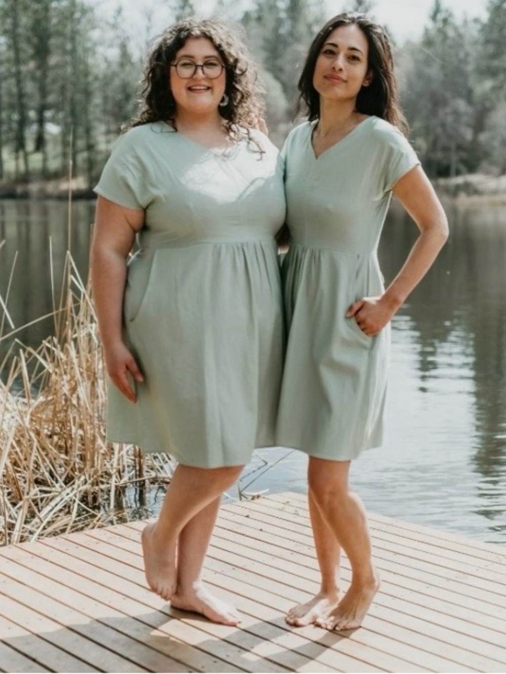 Field Day Dolman Dress In Sage Linen